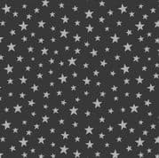 Marvellous Metallics - 7401 - MM1.3 Silver Metallic Stars on Black - Lewis & Irene Cotton Fabric