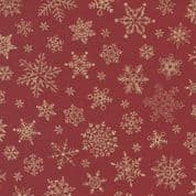 Merry Manor Metallic - 8619 - Gold Snowflakes Stars on Red - Moda 33663.12 - Cotton Fabric