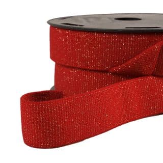 Metallic Boxer Shorts Elastic - 32mm - Red With Gold Metallic