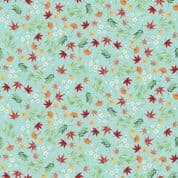 Michiko 7491 - Makower 2333.T - Japanese Foliage on Turquoise Cotton Fabric