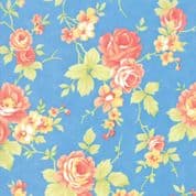 Moda - Catalina by Fig Tree - 7241 - Roses on Sky Blue Background - 20370.13 - Cotton Fabric