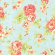 Moda - Catalina by Fig Tree - 7242 - Roses on Light Aqua Background - 20370.14 - Cotton Fabric