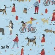 Moda Dog Daze - 8652 - Sky Blue Dog Walk by Stacy Iest Hsu - 20840 15 - Cotton Fabric