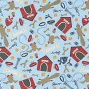 Moda Dog Daze - 8654 - Sky Blue Dog Collar House by Stacy Iest Hsu - 20841 15 - Cotton Fabric