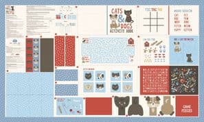 Moda Dog Daze - 8669 - Cat & Dog Activity Book Panel by Stacy Iest Hsu - 20847 11 - Cotton Fabric