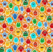 Monster Mash - 8465 - Monsters on Orange - Makower 2556.N - Cotton Fabric