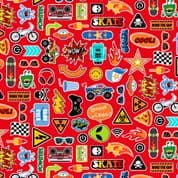 Monster Mash - 8466 - Monsters Icons on Red - Makower 2557.R - Cotton Fabric
