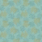 Moontide - 8113 - Kelp on Teal with Gold Metallic - Lewis & Irene A621.1 - Cotton Fabric