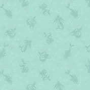 Moontide - 8117 - Mermaids on Teal with Silver Metallic - Lewis & Irene 622.2 - Cotton Fabric