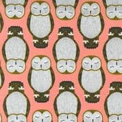 Nocturnal - 8055 - Grey Owls on Coral - Moda 48332.13 - Cotton Fabric
