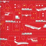 On the Go - 7535 - Moda 20722.16 - Airport Planes on Red Cotton Fabric
