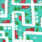 On the Go - 7537 - Moda 20723.12 - Emergency Vehicles on Turquoise Cotton Fabric