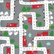 On the Go - 7538 - Moda 20723.19 - Emergency Vehicles on Grey Cotton Fabric