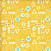 On the Go - 7542 - Moda 20725.17 - Road Signs on Yellow Cotton Fabric