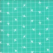 On the Go - 7544 - Moda 20726.12- Small Airplanes on Turquoise Cotton Fabric