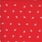 On the Go - 7545 - Moda 20726.16 - Small Airplanes on Red Cotton Fabric