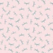 On the Lake - 8240 - Teal Dragonflies on Pink - Lewis & Irene A626.2 - Cotton Fabric