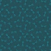 On the Lake - 8241 - Teal Dragonflies on Dark Teal - Lewis & Irene A626.3 - Cotton Fabric