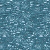 On the Lake - 8244 - Rain Ripples on Lake Water Dark Teal - Lewis & Irene A627.3 - Cotton Fabric