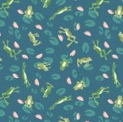 On the Lake - 8248 - Frogs on Teal - Lewis & Irene A629.1 - Cotton Fabric