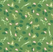 On the Lake - 8249 - Frogs on Green - Lewis & Irene A629.2 - Cotton Fabric