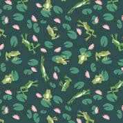 On the Lake - 8250 - Frogs on Dark Teal - Lewis & Irene A629.2 - Cotton Fabric