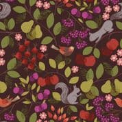 Orchard by Lewis & Irene - 7343 - Orchard on Dark Brown A495.3 - Squirrels - Cotton Fabric