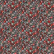 Pamper 7462 - Makower 2313.S - Floral on Black Cotton Fabric