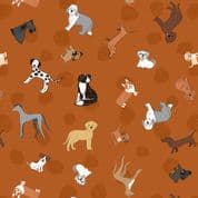 Paws and Claws - 8558 - Dogs on Tan - Lewis & Irene A713.3 - Cotton Fabric