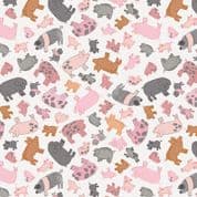 Piggy Tales - 7655 - Lewis & Irene A534.1 - Pigs Piggies on Cream Cotton Fabric