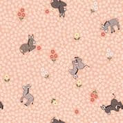 Piggy Tales - 7659 - Lewis & Irene A535.2 -  Dinky Donkeys on Peach Cotton Fabric