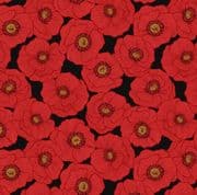 Poppies - 7832 - Large Poppies on Black - Lewis & Irene 554.3 Cotton Fabric