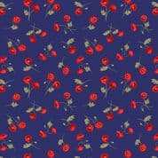 Poppies - 7837 - Little Poppies on Blue - Lewis & Irene 556.2 Cotton Fabric