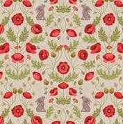 Poppies - 7840 - Poppies and Hares on Natural - Lewis & Irene 557.2 Cotton Fabric