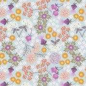 Puffin Bay - 8445 - Sea Holly Floral on Blue - Lewis & Irene A689.2 - Cotton Fabric