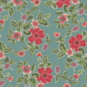 Rambling Rose - 9046 - Makower UK - Multi Floral on Teal - 1196.T - Cotton Fabric