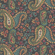 Rambling Rose - 9047 - Makower UK - Paisley Floral on Dark Charcoal - 1197.K - Cotton Fabric