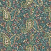 Rambling Rose - 9049 - Makower UK - Paisley Floral on Teal - 1197.T - Cotton Fabric