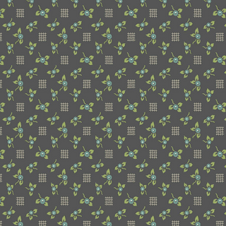 Rambling Rose - 9050 - Makower UK - Fruity Sprig on Charcoal - 1198.K - Cotton Fabric