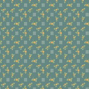 Rambling Rose - 9053 - Makower UK - Fruity Sprig on Teal - 1198.TO - Cotton Fabric