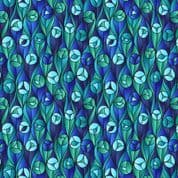 Reflections - 7587 - Lewis & Irene A513.1 - Green Blue Art Deco Buds Cotton Fabric