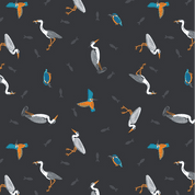 Rivers & Creeks - 9099 - Lewis & Irene - Herons & Kingfishers on Dark - SM79.3 - Cotton Fabric