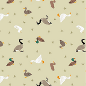 Rivers & Creeks - 9100 - Lewis & Irene - Ducks & Geese on Green Cream - SM80.1 - Cotton Fabric