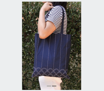 Sashiko Tote Bag Kit - Navy Blue - Sew Easy - ERS.014
