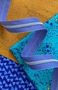 Sassafras Lane Zipper Tape - 3 yds - Blue Stripe Tape with Nickel Teeth - 017I