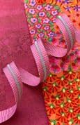 Sassafras Lane Zipper Tape - 3 yds - Pink Stripe Tape with Nickel Teeth - 017H