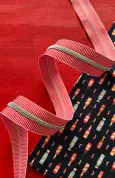 Sassafras Lane Zipper Tape - 3 yds - Red/Pink Tape with Silver Teeth - 017N