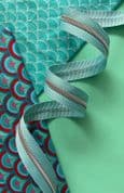 Sassafras Lane Zipper Tape - 3 yds - Teal Stripe Tape with Nickel Teeth - 017M