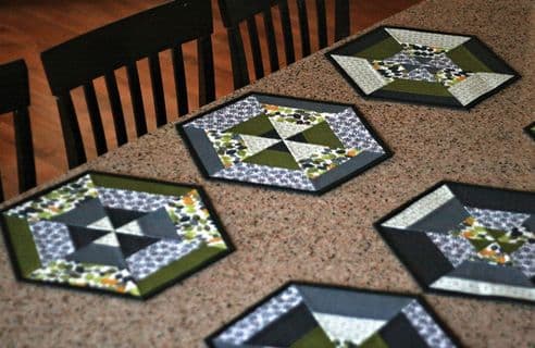 Set of Six Hexie Placemats
