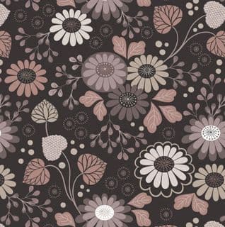 Shinrin Yoku - 8404 - Floral on Earth Brown - Lewis & Irene A639.3 - Cotton Fabric